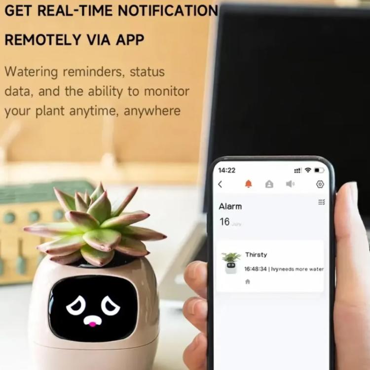 Smart Plant Pot With Multi-Sensors WiFi Plant Monitor With 2-Inch Screen Compatible With Mi/Tuya Home Ecosystem(Yellow) by bashfashion