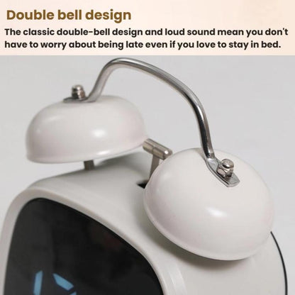 Loud Metal Powerful Ringing Clock LED Multifunction Clock, Color: Black Shell Blue Light by bashfashion